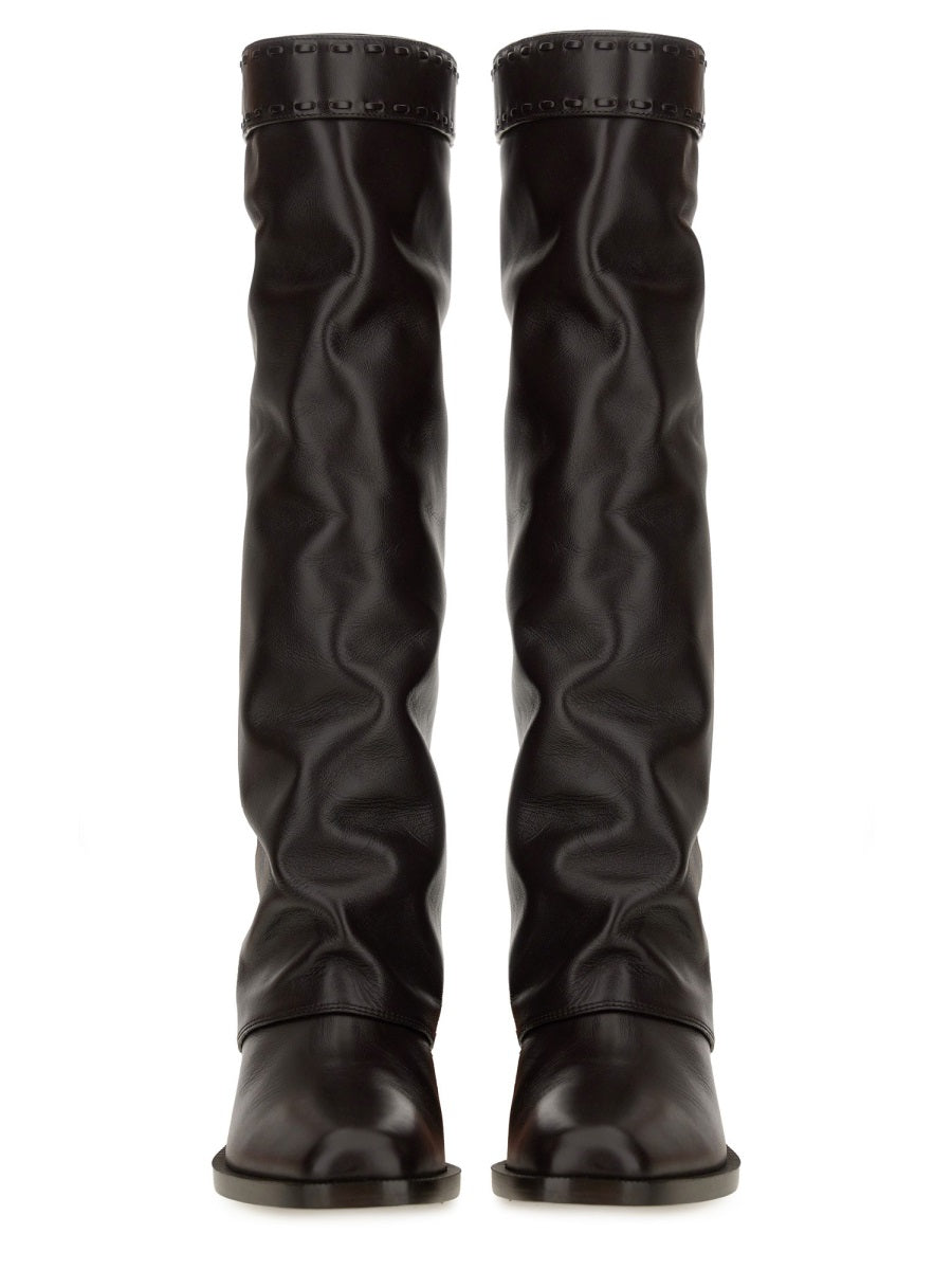 Close-up of Fendi boots & booties hardware and fine stitching