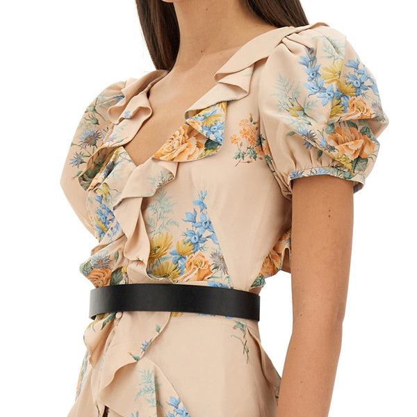 Close-up of Alexander McQueen cocktail dresses hardware and fine stitching