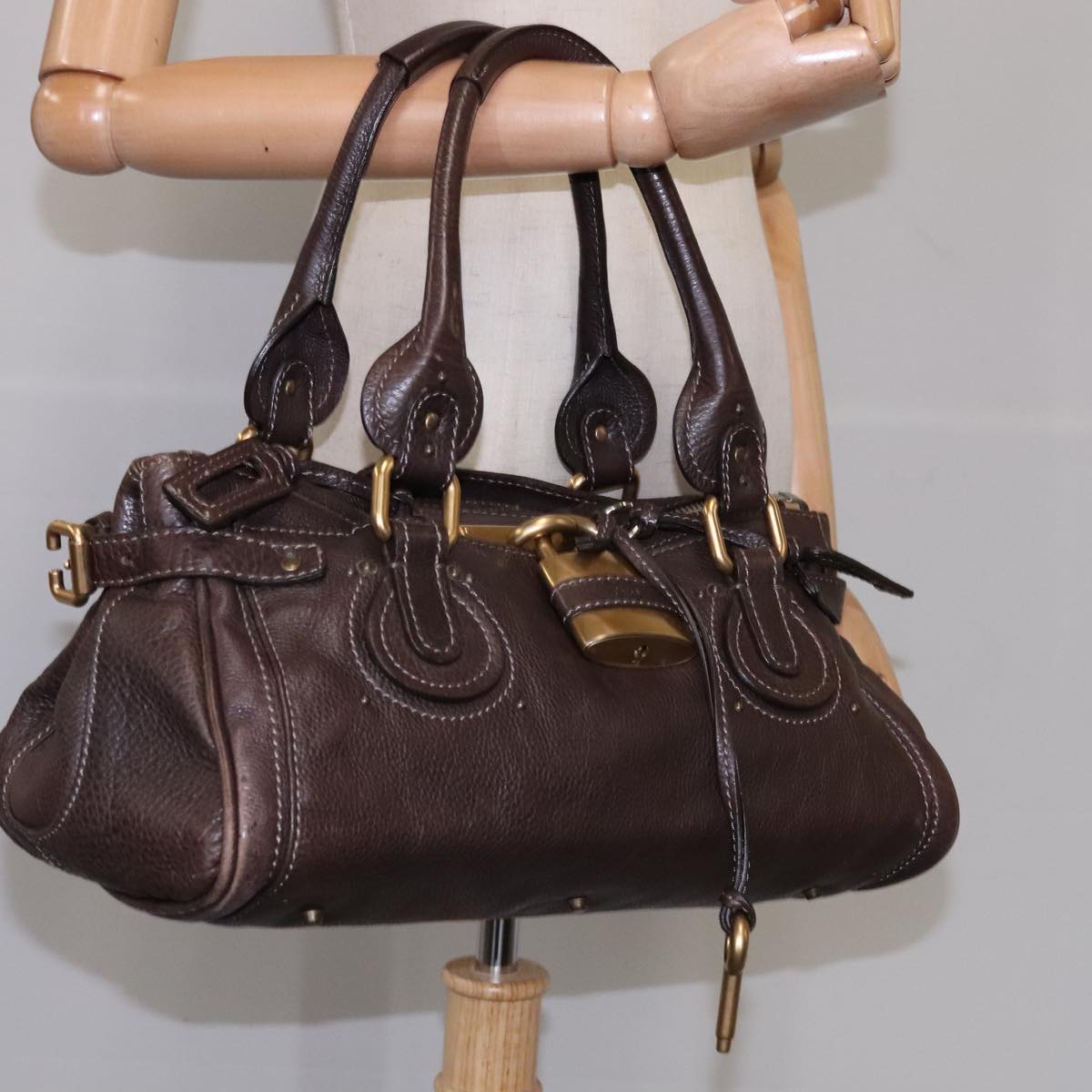 Side view of Chloe handbag Brown premium designer bag