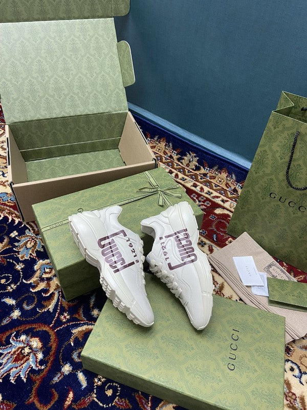 Gucci neutral cream luxury sneakers view 5 breathable knit upper