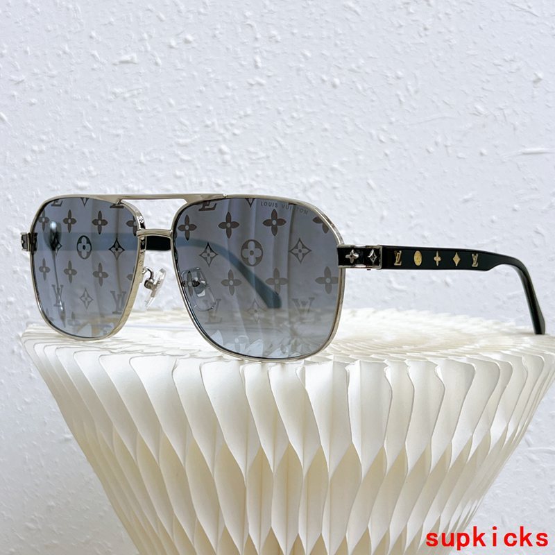 Close-up detail view of Louis Vuitton unisex sunglasses