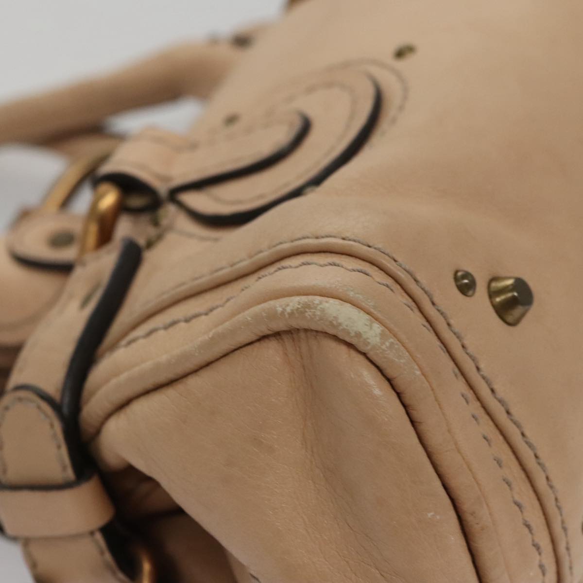 Side view of Chloe handbag Beige premium designer bag