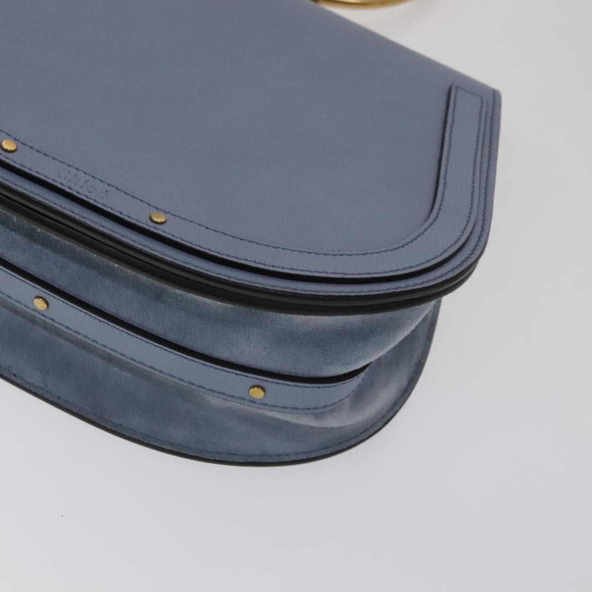 Side view of Chloe handbag Blue premium designer bag