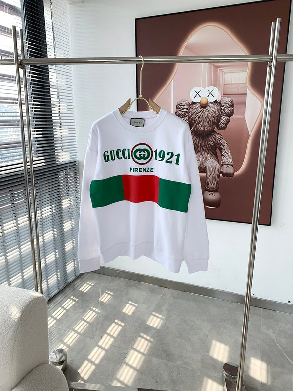 Side profile of Gucci luxury clothing with monogram-inspired silhouette