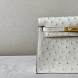 Side view of structured structured handbag