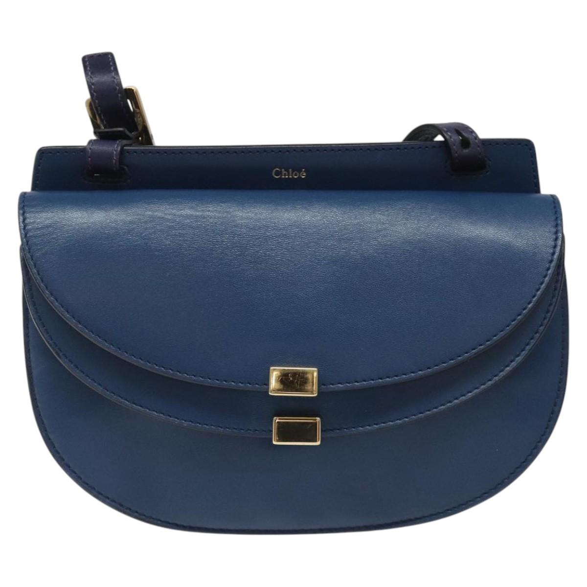 Side view of Chloe shoulder bag Blue premium designer bag