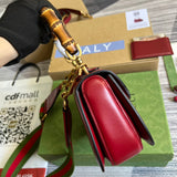 Side view of curated structured handbag