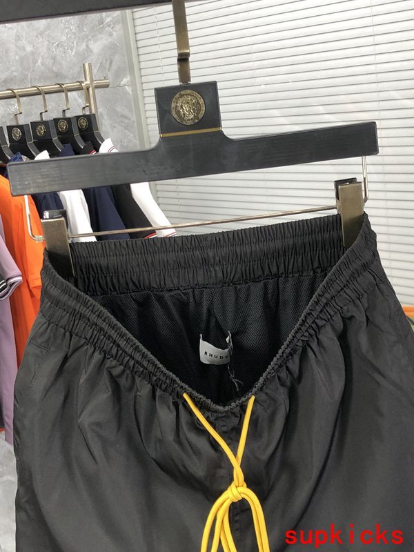 Back view of Rhude luxury clothing with label-forward styling