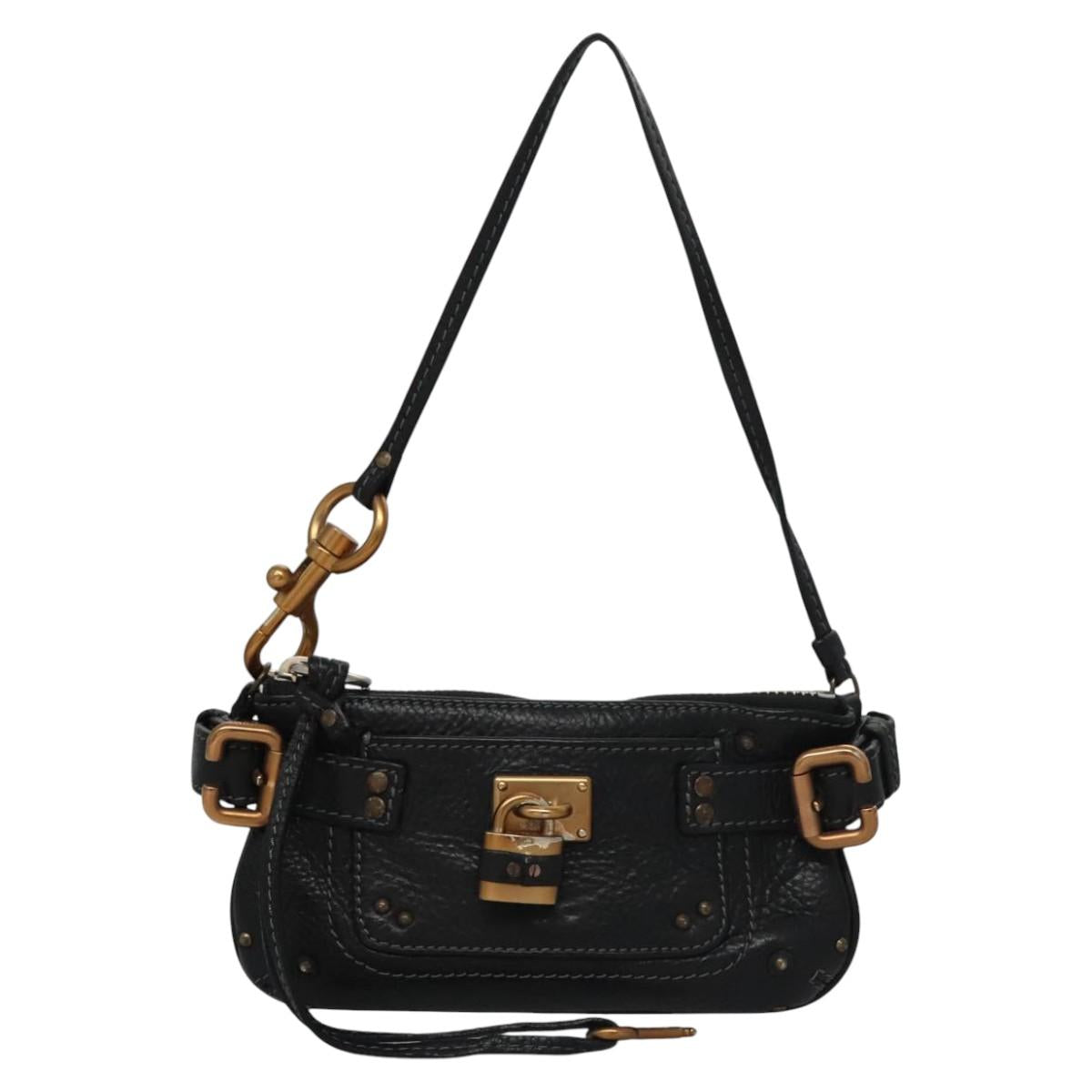 Side view of Chloe pouch Black premium designer bag