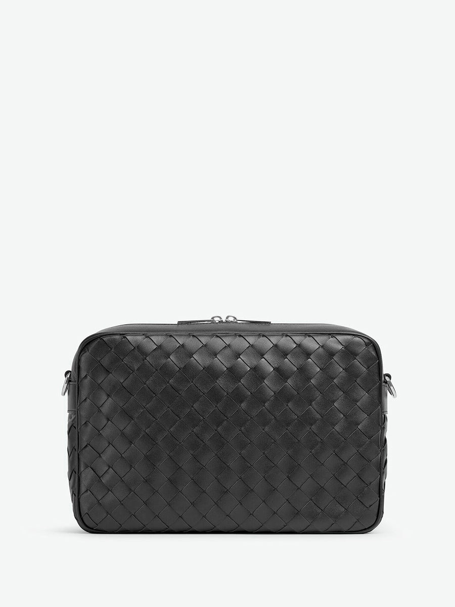 Close-up of Bottega Veneta cross body bags hardware and fine stitching