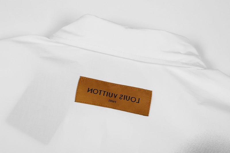 Side profile of Louis Vuitton luxury clothing with monogram-inspired silhouette