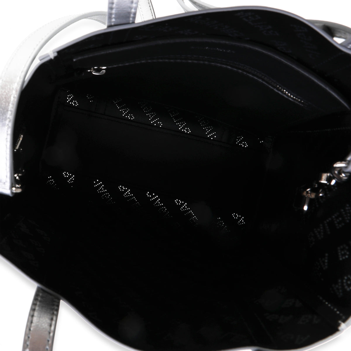 Balenciaga New Silver Calfskin Logo Perforated XXS Everyday Tote | Premium Leather Tote
