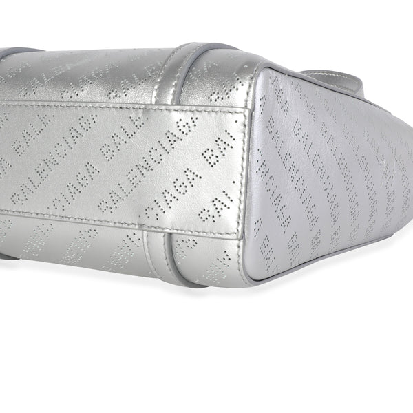 Balenciaga New Silver Calfskin Logo Perforated XXS Everyday Tote | Premium Leather Tote