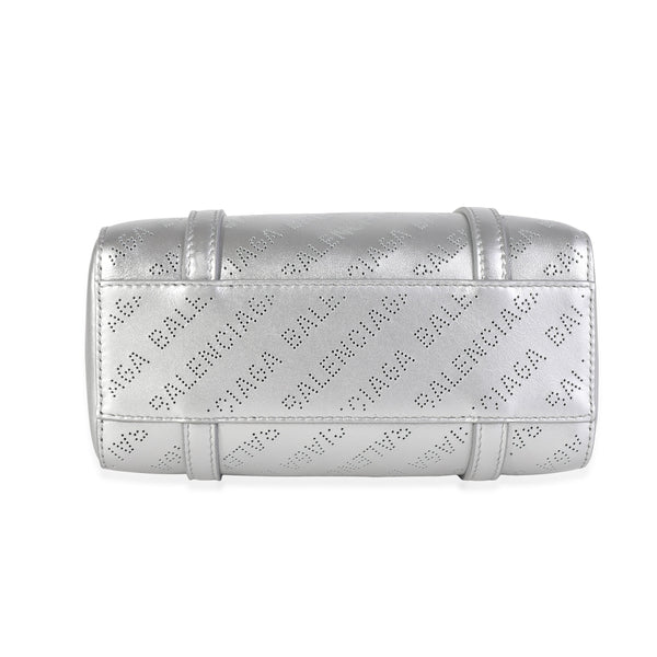 Balenciaga New Silver Calfskin Logo Perforated XXS Everyday Tote | Premium Leather Tote