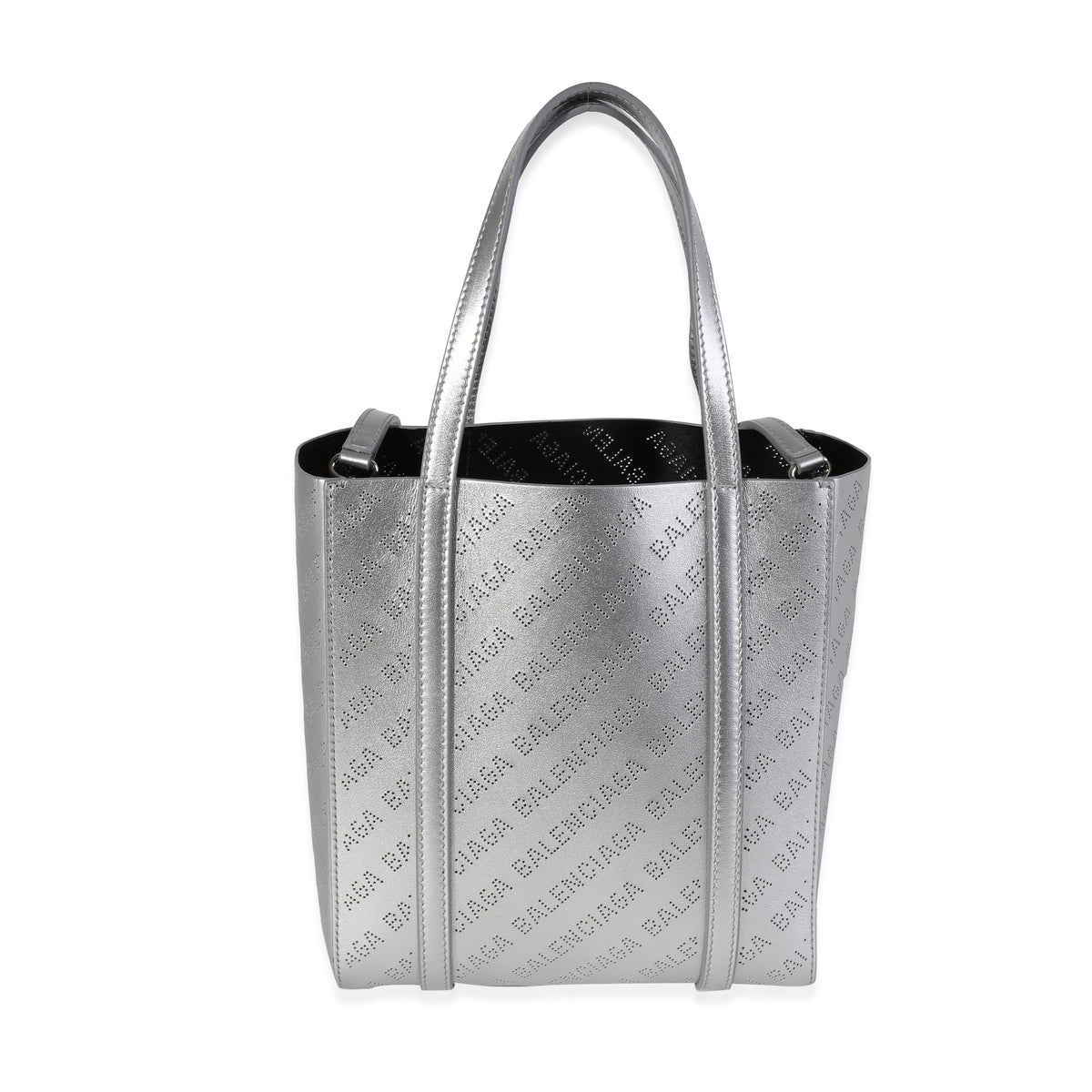 Balenciaga New Silver Calfskin Logo Perforated XXS Everyday Tote | Premium Leather Tote