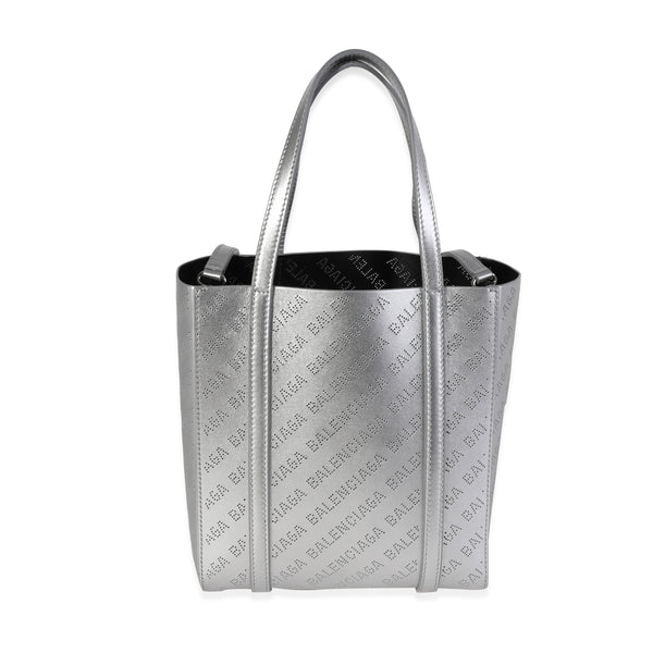 Balenciaga New Silver Calfskin Logo Perforated XXS Everyday Tote | Premium Leather Tote