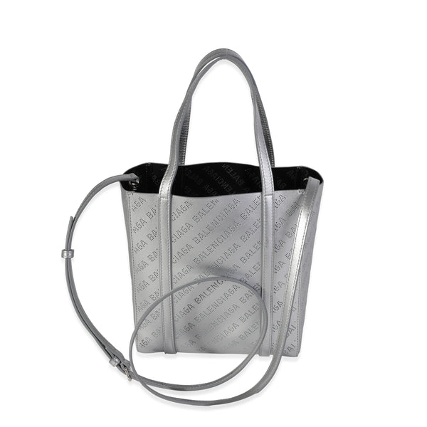 Balenciaga New Silver Calfskin Logo Perforated XXS Everyday Tote | Premium Leather Tote