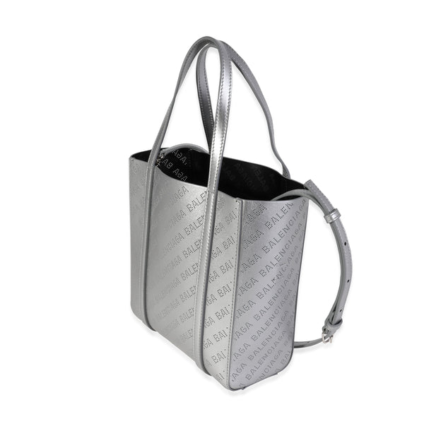 Balenciaga New Silver Calfskin Logo Perforated XXS Everyday Tote | Premium Leather Tote