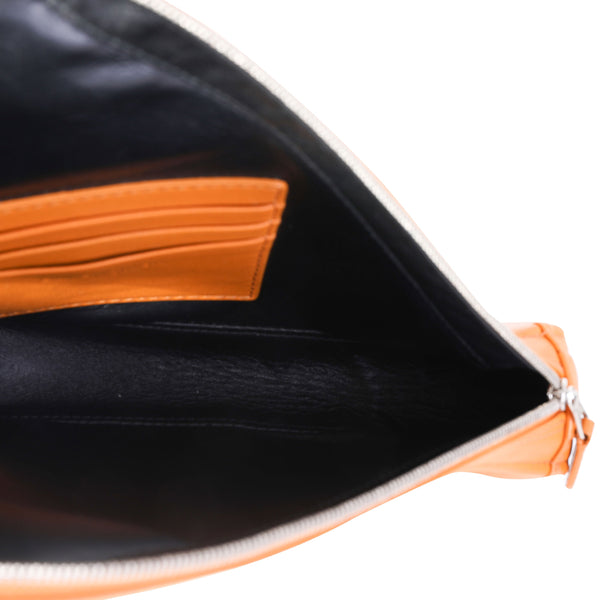 Balenciaga Orange Calfskin M Triangle Pouch | Premium Designer Piece