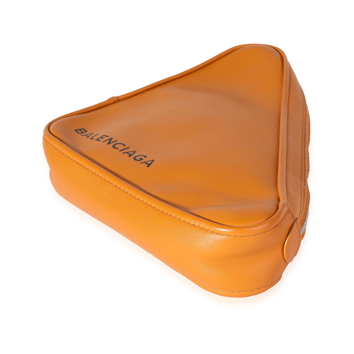 Balenciaga Orange Calfskin M Triangle Pouch | Premium Designer Piece