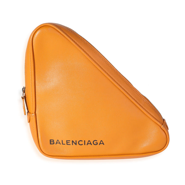 Balenciaga Orange Calfskin M Triangle Pouch | Premium Designer Piece