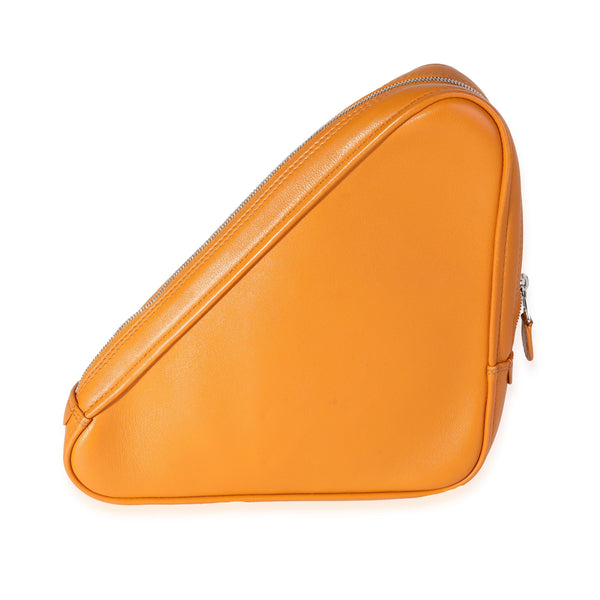 Balenciaga Orange Calfskin M Triangle Pouch | Premium Designer Piece
