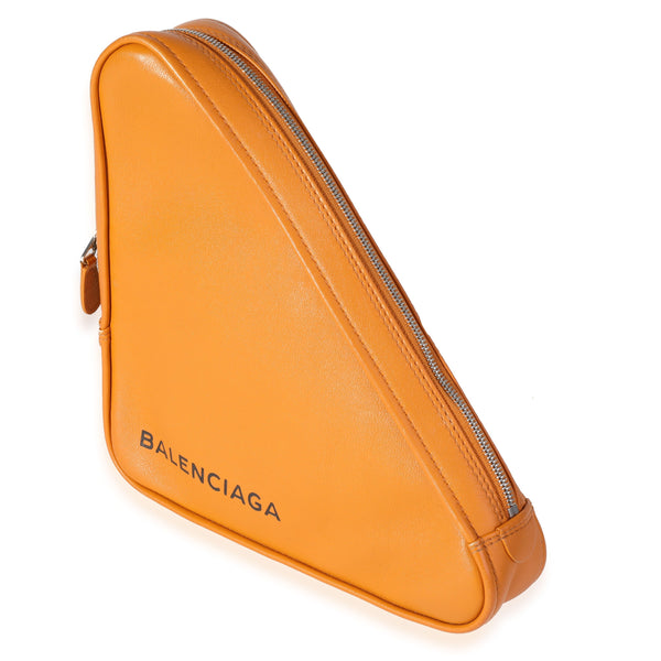 Balenciaga Orange Calfskin M Triangle Pouch | Premium Designer Piece