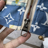 Side profile of Louis Vuitton luxury clothing with label-forward styling