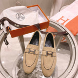 Hermès Grey Bow-Detail Flats - Sole Detail View