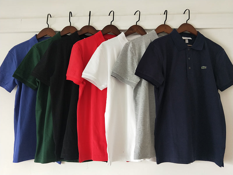 Back view of Lacoste luxury clothing with signature branding