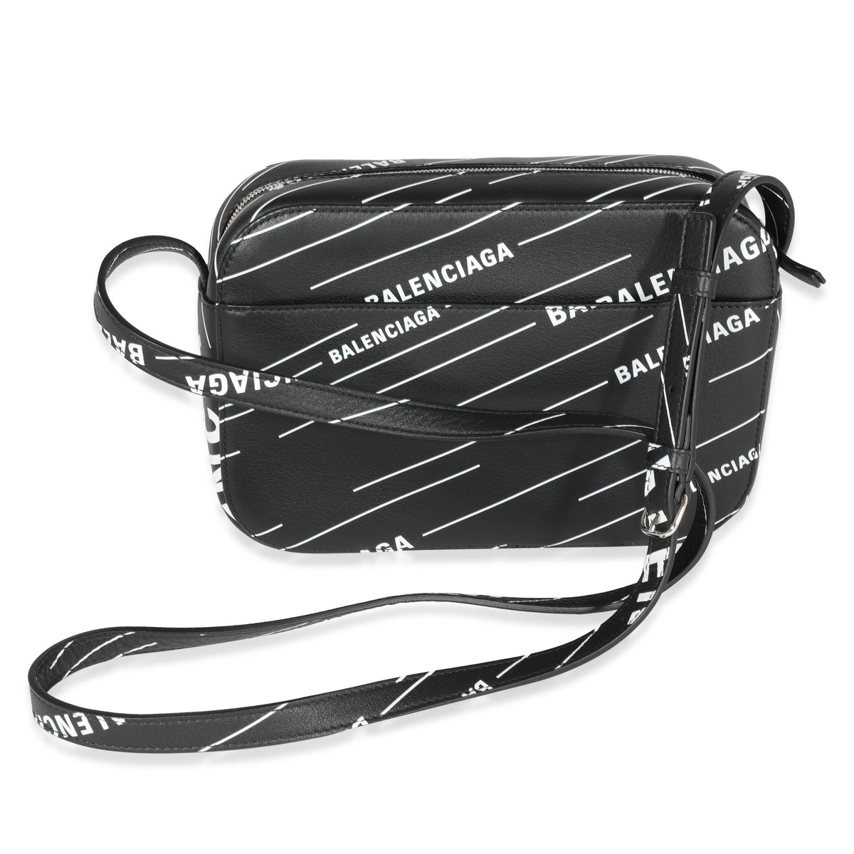 Balenciaga Black & White Logo Everyday Camera Bag | Designer Luxury Handbag