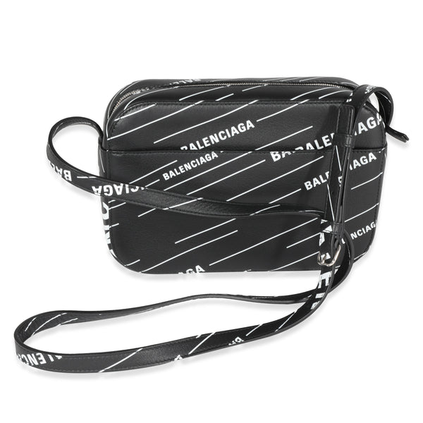 Balenciaga Black & White Logo Everyday Camera Bag | Designer Luxury Handbag