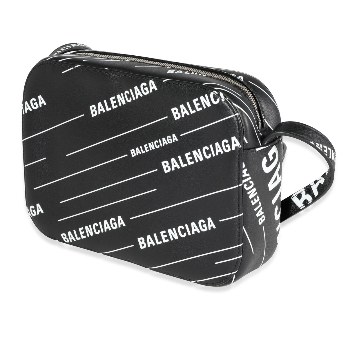 Balenciaga Black & White Logo Everyday Camera Bag | Designer Luxury Handbag