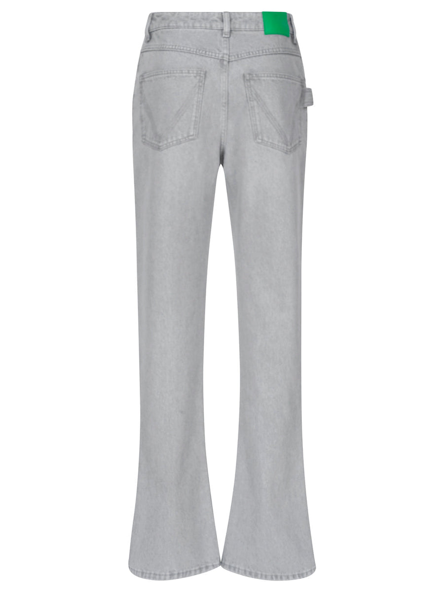Bottega Veneta Jeans? Bottega Veneta Women Light Grey Washed Denim Flared Jeans Premium Designer Denim Jeans