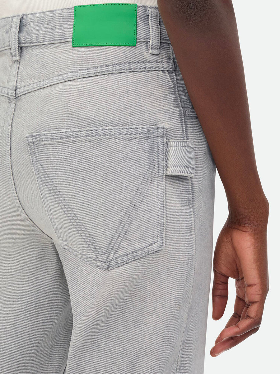 Bottega Veneta Jeans? Bottega Veneta Women Light Grey Washed Denim Flared Jeans Premium Designer Denim Jeans
