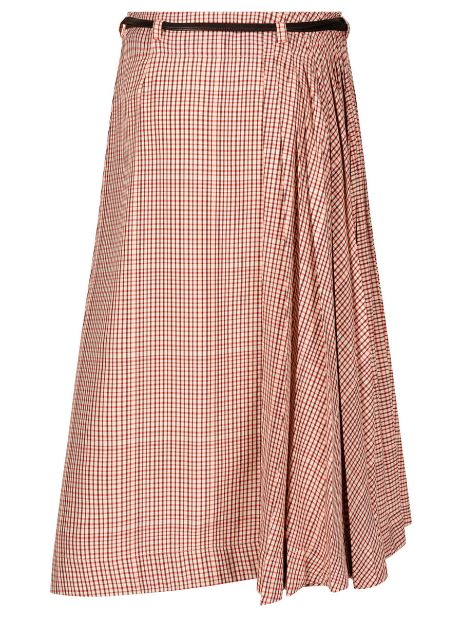Bottega Veneta Skirts? Bottega Veneta Women Check Tech Viscose Midi Skirt Chic Everyday Designer Skirt