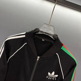 Close-up detail shot of Gucci luxury clothing with logo-detail design