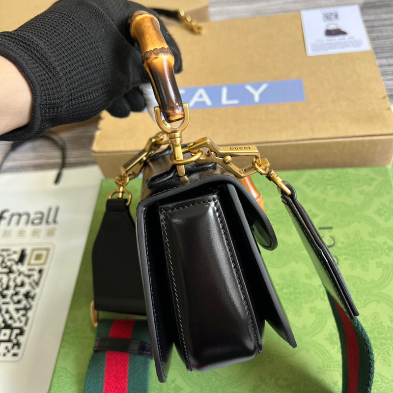 Side view of modernist structured handbag