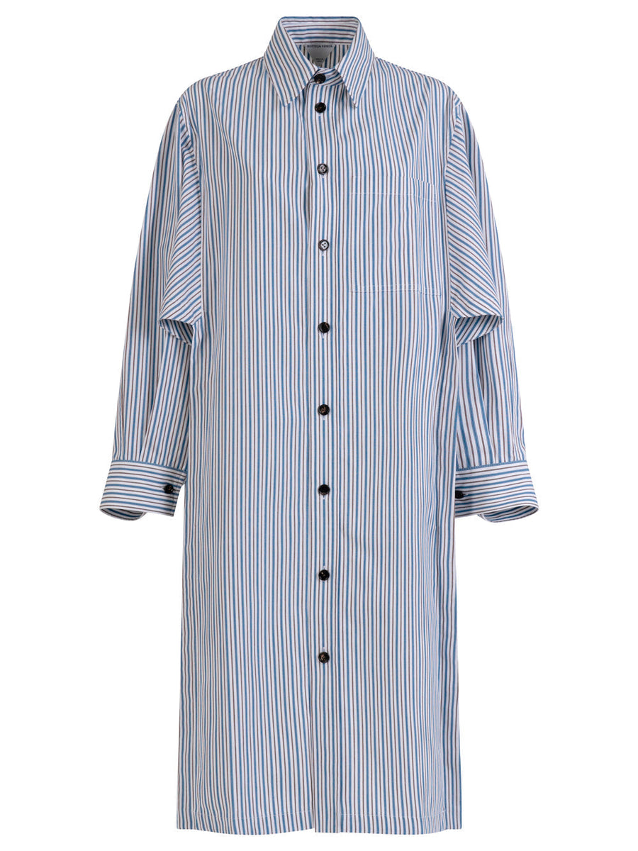 Bottega Veneta Dresses? Bottega Veneta Women Light Cotton Striped Dress Elegant Designer Evening Dress