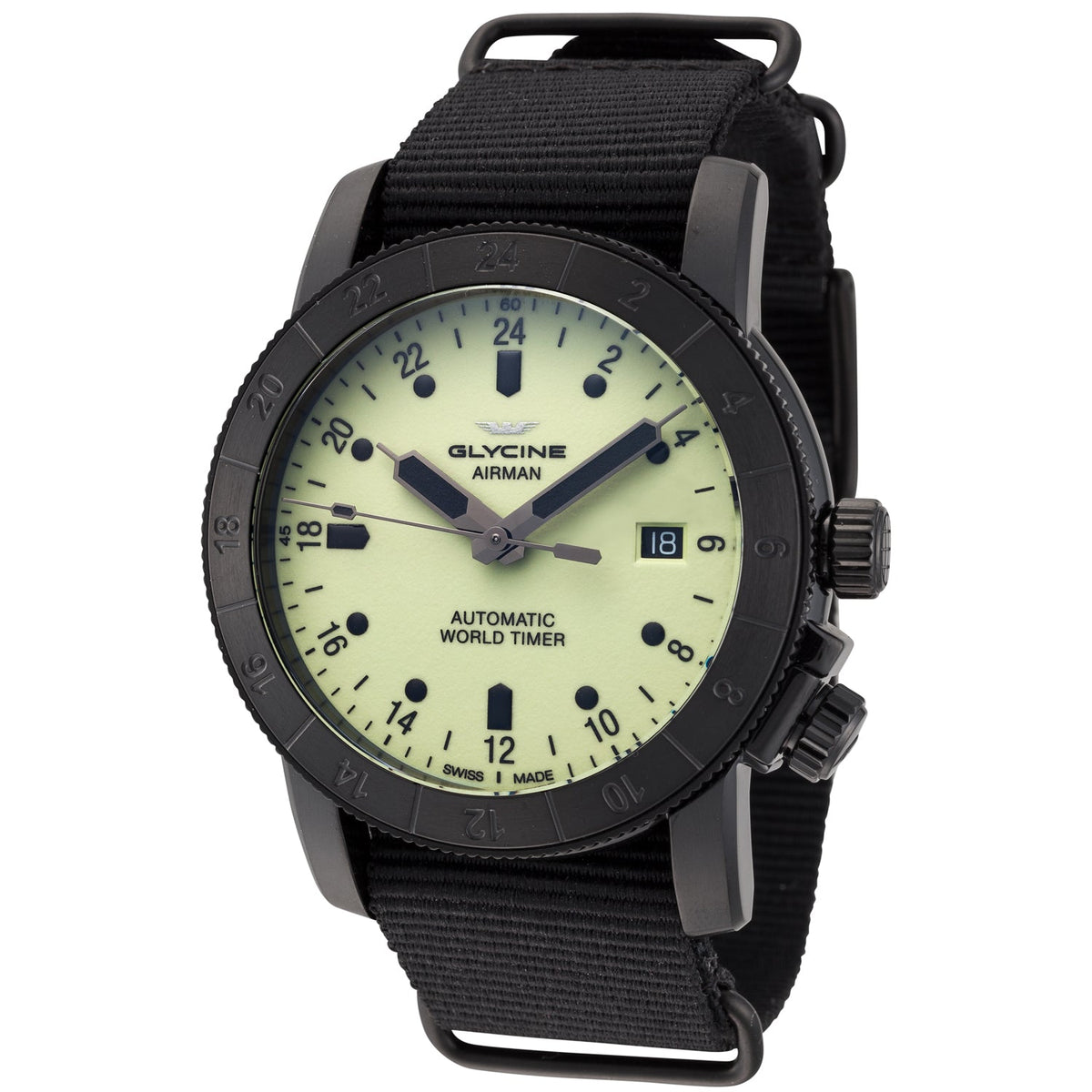 Front view of Glycine Men's Airman men's watch