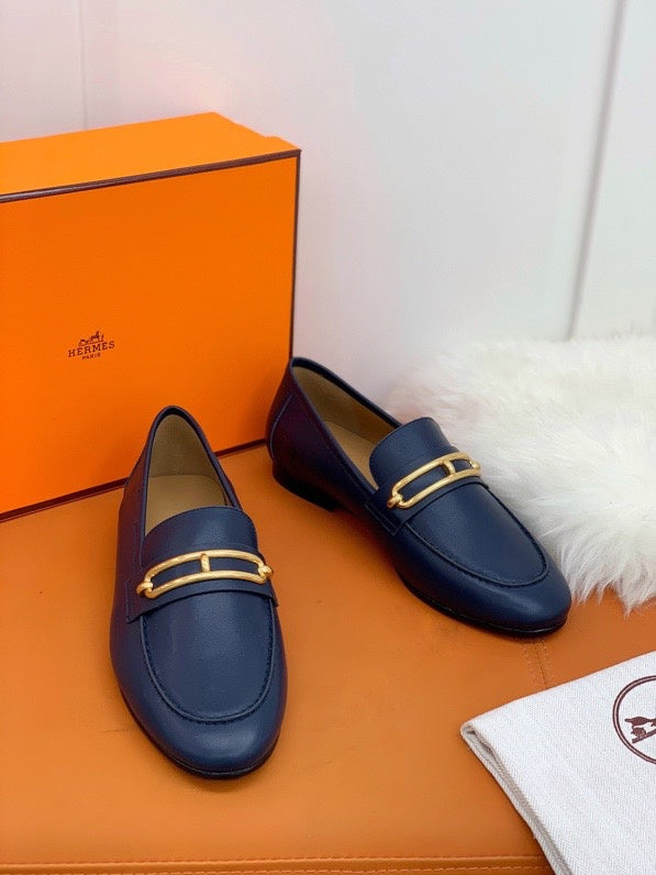 Hermès Chocolate Brown Classic Ballet Flats - Angled View