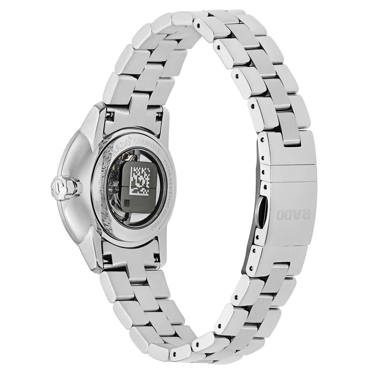 Close-up detail view of Rado women's watch