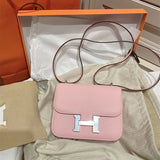 Side view of considered structured handbag