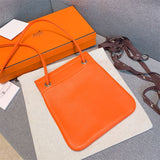 Side view of classic structured handbag