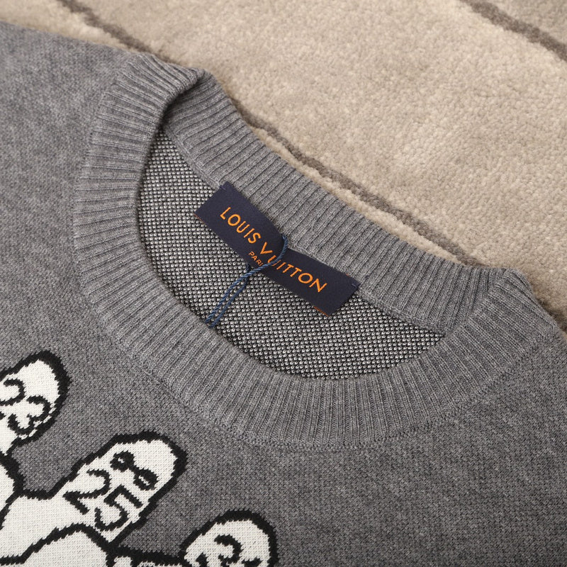 Front view of Louis Vuitton luxury clothing with logo-detail design