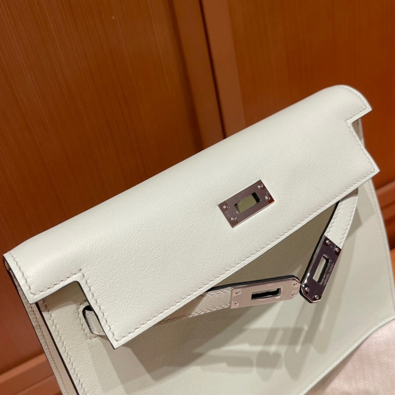 Side view of modern structured handbag