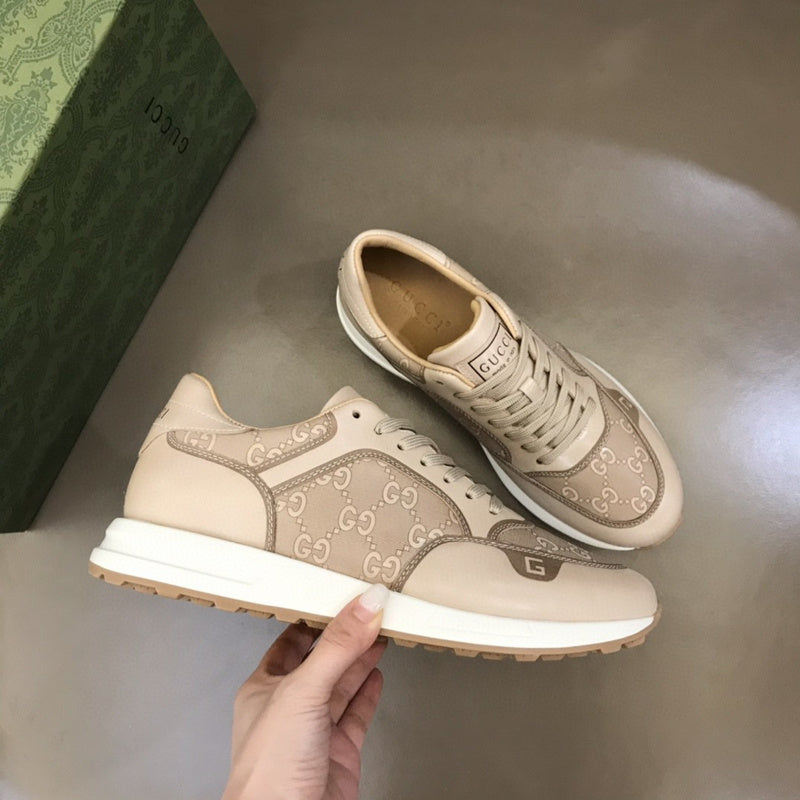 Gucci Designer sneakers in muted earth tones everyday casual design front view