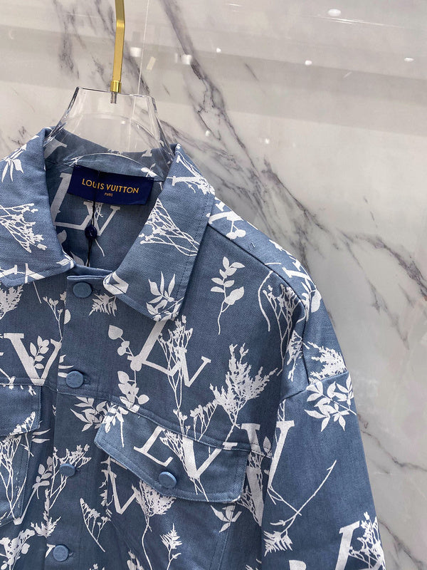 Full styled look of Louis Vuitton luxury clothing with label-forward styling