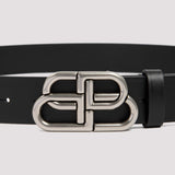 Close-up of Balenciaga belts hardware and fine stitching