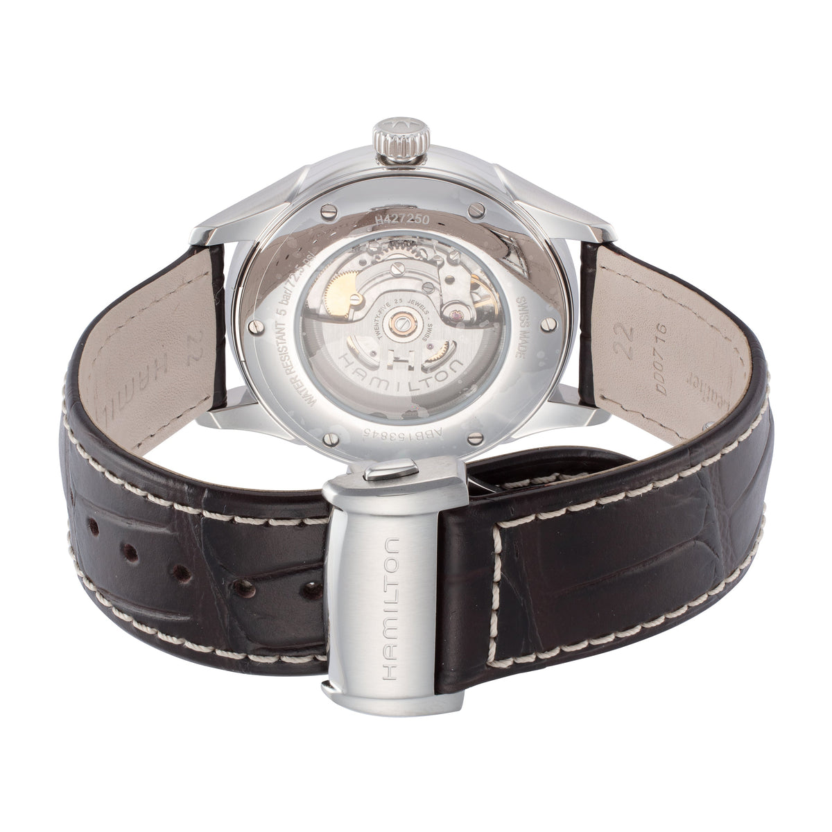 Close-up detail view of Hamilton men's watch